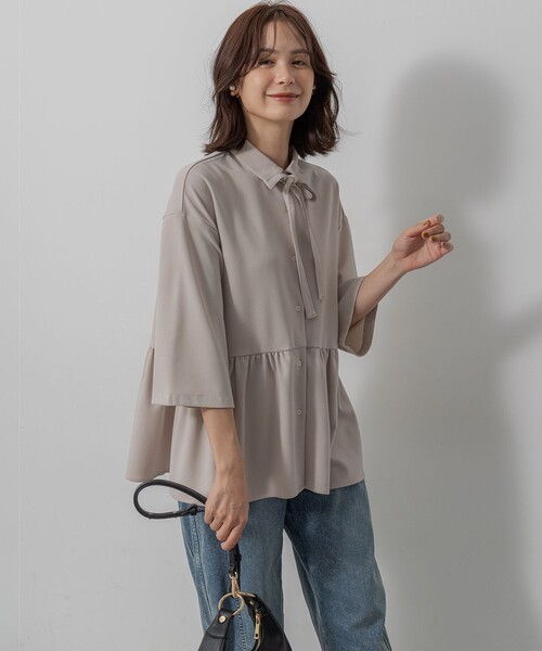 Theory 20aw チュニック丈プルオーバーブラウス URCH RNA ブラウス シャツ B2815 アトリエチュニックハーフスリーブ