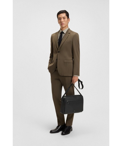 HUGO BOSS メンズ メッセンジャーバッグ レザー ブラウン usedHUGO