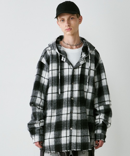 AIVER（アイバー） シャツ レイヤードオンブレチェックシャツ メンズ