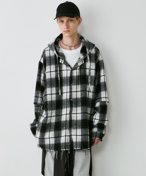 AIVER（アイバー） シャツ レイヤードオンブレチェックシャツ メンズ