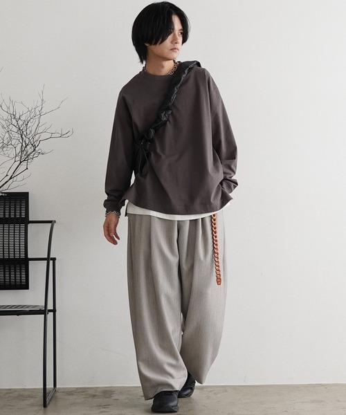 【完売】LIDNM☆スラックス　フリース☆L☆チャコール CALLNE スラックス 「CALLNE」Knit Melton Fleece Boxtuck Wide