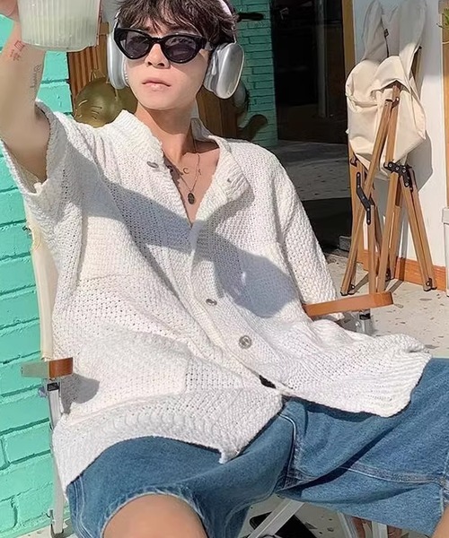 「Theater code」 半袖ニット 3 ホワイト メンズ_画像8