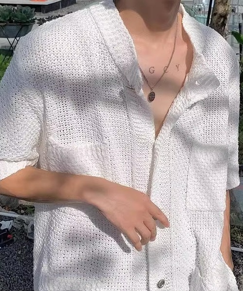 「Theater code」 半袖ニット 3 ホワイト メンズ_画像9