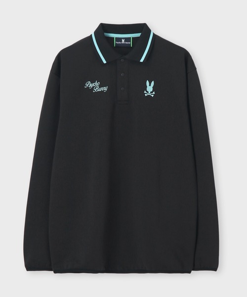新品、タグ付き! Psycho Bunny ブラック 長袖ポロシャツ L Psycho Bunny（サイコバニー） ポロシャツ 「GOLF」モダングラフィック