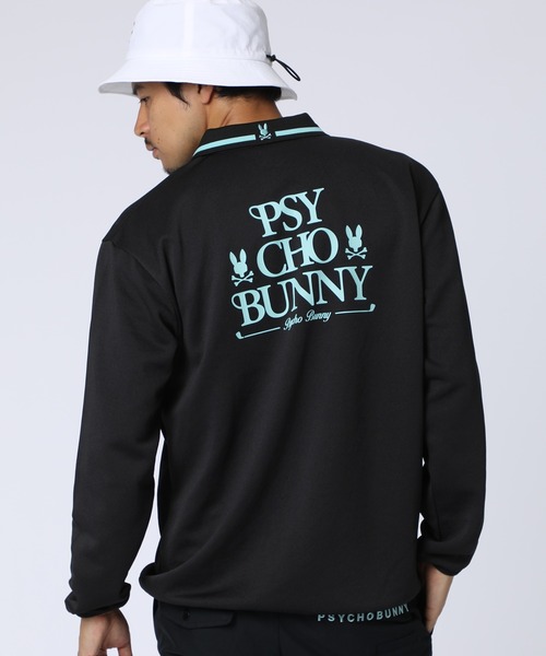 新品、タグ付き! Psycho Bunny ブラック 長袖ポロシャツ L Psycho Bunny（サイコバニー） ポロシャツ 「GOLF」モダングラフィック
