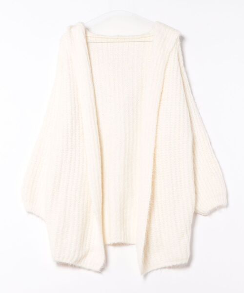 今季セオリーフード付きカーディガンSサイズ　アイボリー　knit double STAY MOTION カーディガン 「WEB限定」フード付きオーバーサイズニット