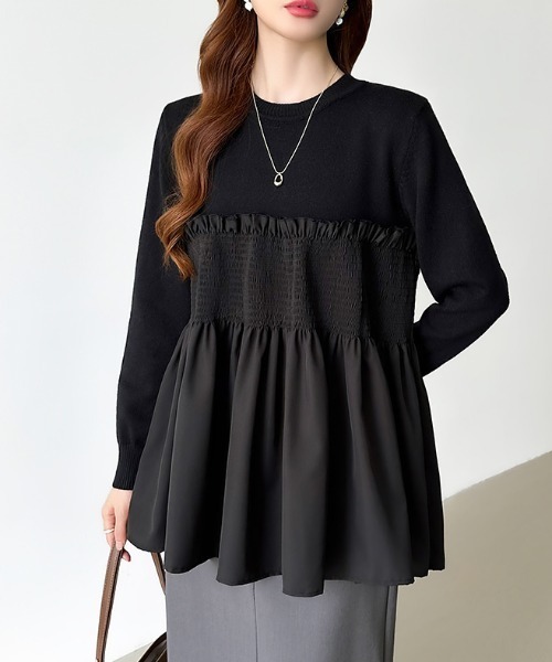 COCOMOMO ニット セーター ビスチェドッキングペプラムトップス