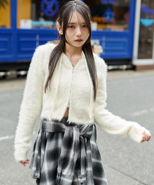 ニット セーター WEGO シャギーニットジップパーカー レディース