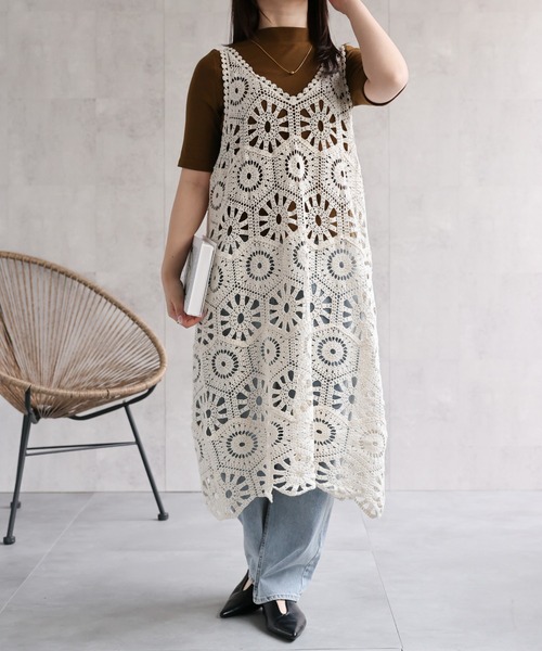 「ap retro」 ノースリーブワンピース FREE アイボリー レディース_画像2