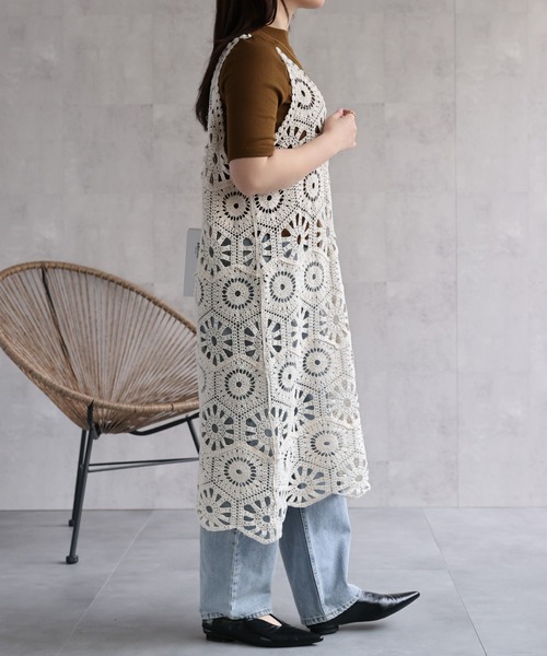 「ap retro」 ノースリーブワンピース FREE アイボリー レディース_画像3