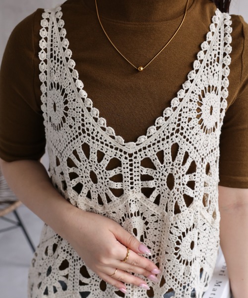 「ap retro」 ノースリーブワンピース FREE アイボリー レディース_画像5