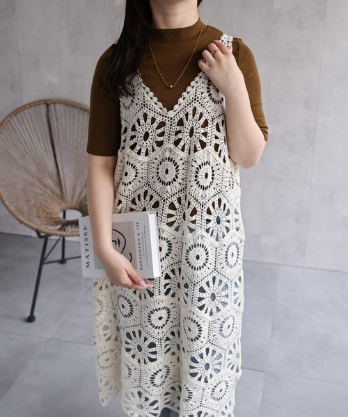 「ap retro」 ノースリーブワンピース FREE アイボリー レディース_画像6