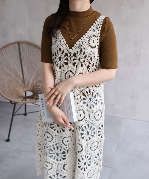 「ap retro」 ノースリーブワンピース FREE アイボリー レディース_画像8