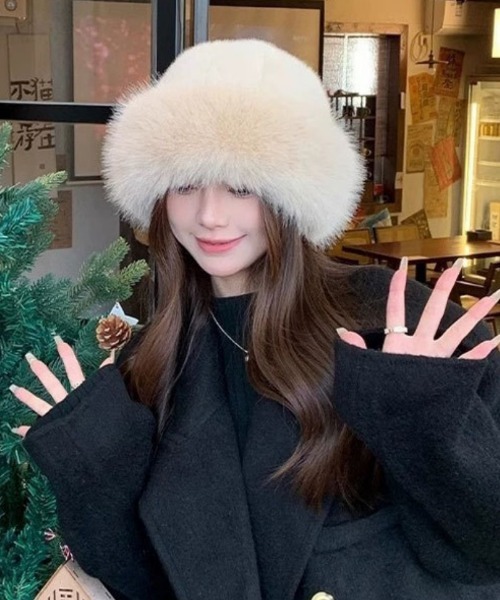 帽子 ハット もこもこ フェイクファーハット レディース : ZOZOTOWN