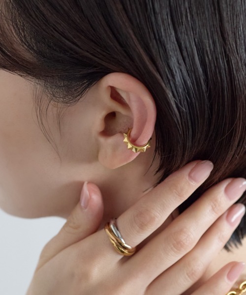 ciite' イヤーカフ 「 金属アレルギー対応 」スタッズイヤーカフ