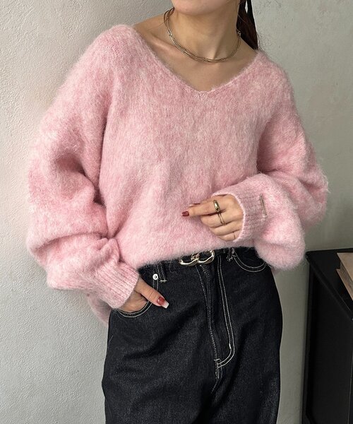 Thevon（ゼヴォン） ニット セーター アルパカ混Vネックゆるニット