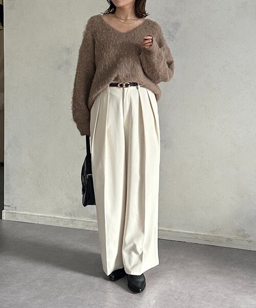 Thevon（ゼヴォン） ニット セーター アルパカ混Vネックゆるニット