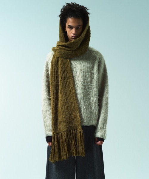 CAMPHOR WOOD マフラー MOHAIR/ALPACA FRINGE LONG MUFFLER / モヘア