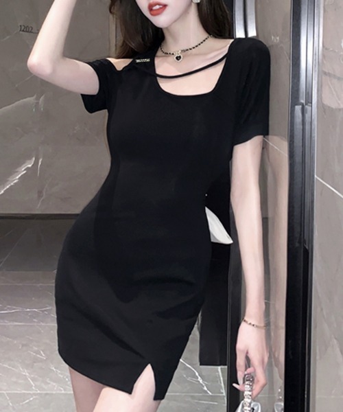 「Riff」 半袖ワンピース M ブラック レディース_画像9