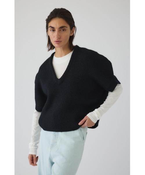 【新品タグ付き】定価41800円RIM.ARK ニットベスト ウール ブラック RIM.ARK(リムアーク)｜Pin-tuck knit vest/ニットベスト/ブラック の