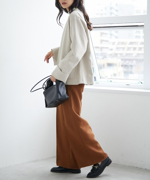 「ECRIRE」 ノーカラージャケット L ベージュ レディース_画像2