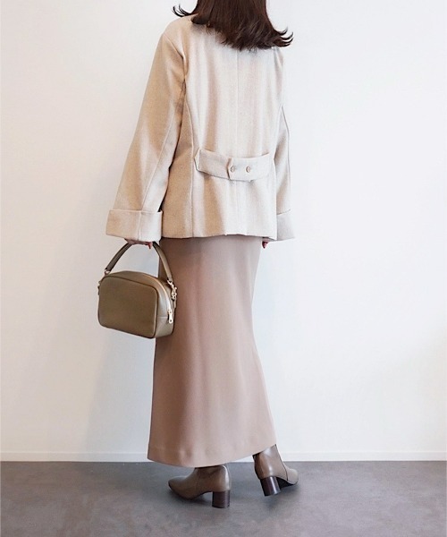 「ECRIRE」 ノーカラージャケット L ベージュ レディース_画像4