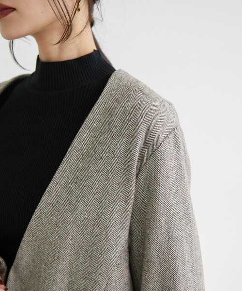 「ECRIRE」 ノーカラージャケット L ベージュ レディース_画像6