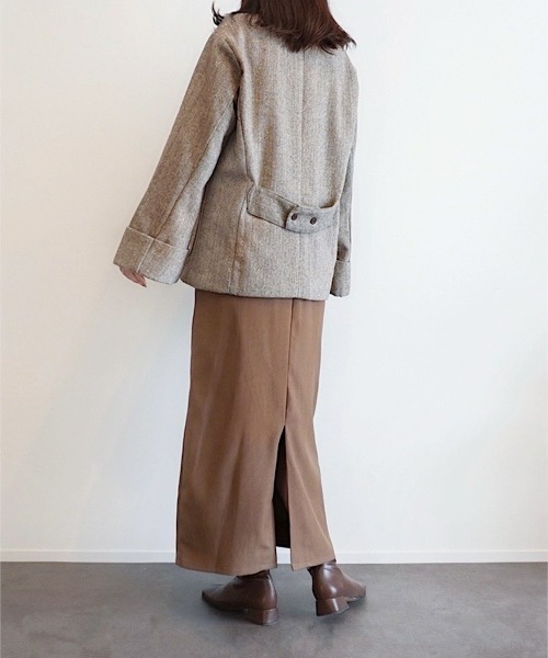 「ECRIRE」 ノーカラージャケット L ベージュ レディース_画像9