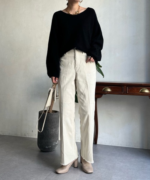 「DouDou」 コーデュロイパンツ 25cm アイボリー レディース_画像5