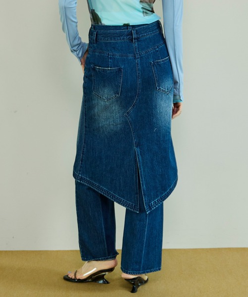 ジーンズ デニム デニムパンツ Layered Skirt Denim Pants/レイヤードスカートデニムパンツ レディース_6