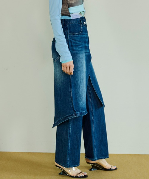 ジーンズ デニム デニムパンツ Layered Skirt Denim Pants/レイヤードスカートデニムパンツ レディース_7
