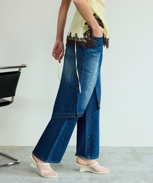 ジーンズ デニム デニムパンツ Layered Skirt Denim Pants/レイヤードスカートデニムパンツ レディース_12