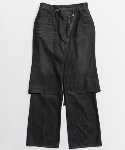 ジーンズ デニム デニムパンツ Layered Skirt Denim Pants/レイヤードスカートデニムパンツ レディース_15