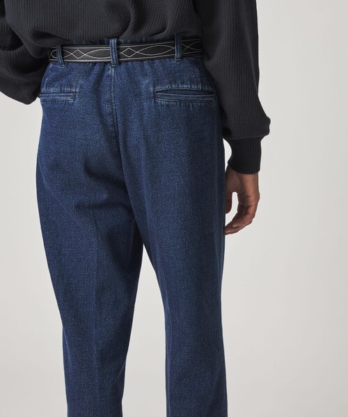 未使用　stevenalan ダークブルー プリーツデニムスラックス STEVEN ALAN（スティーブンアラン） スラックス デニム Lポケット