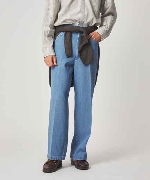 未使用　stevenalan ダークブルー プリーツデニムスラックス STEVEN ALAN（スティーブンアラン） スラックス デニム Lポケット