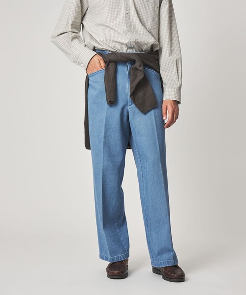未使用　stevenalan ダークブルー プリーツデニムスラックス STEVEN ALAN（スティーブンアラン） スラックス デニム Lポケット