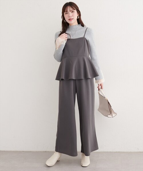 natural couture オールインワン ストレッチぺプラムオールインワン