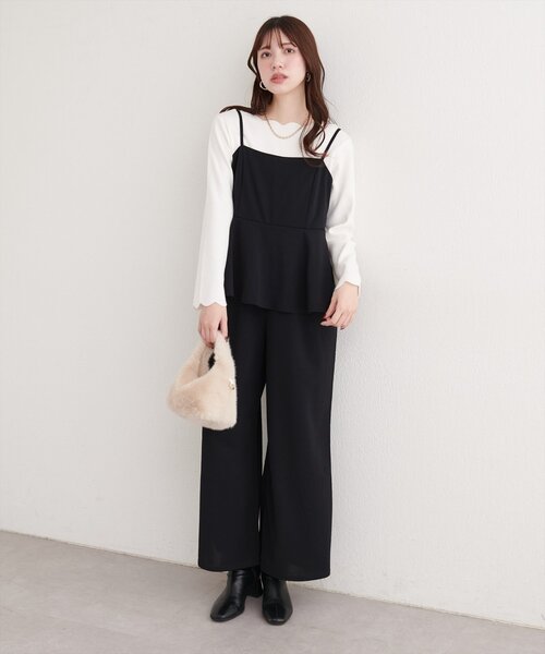 natural couture オールインワン ストレッチぺプラムオールインワン