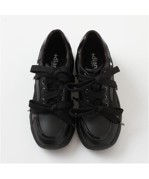 diana（プラスダイアナ） スニーカー ビジュー付き ダブルリボン厚底