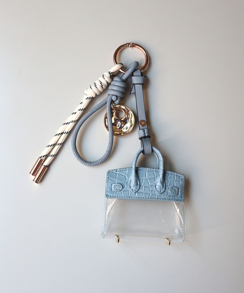 SOLD◆ ハンドメイド ミニ バッグ チャーム キーホルダー チェーン ガラス MIAN（ミアン） チャーム クリアミニバッグチャーム「詳細動画あり