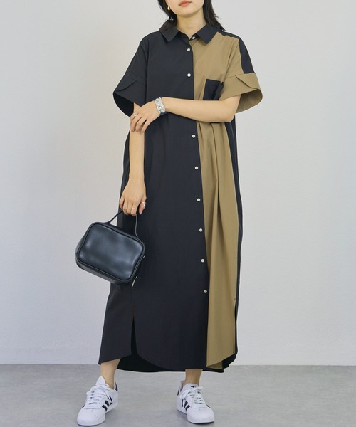 「LAVEANGE」 シャツワンピース 4L ブラック レディース_画像5