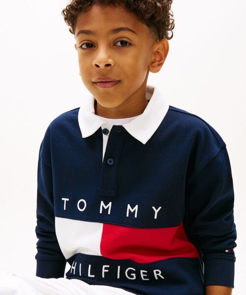ポロシャツ BOYS ヘリテージフラッグジャージーロングスリーブポロシャツ キッズ 子供服の画像