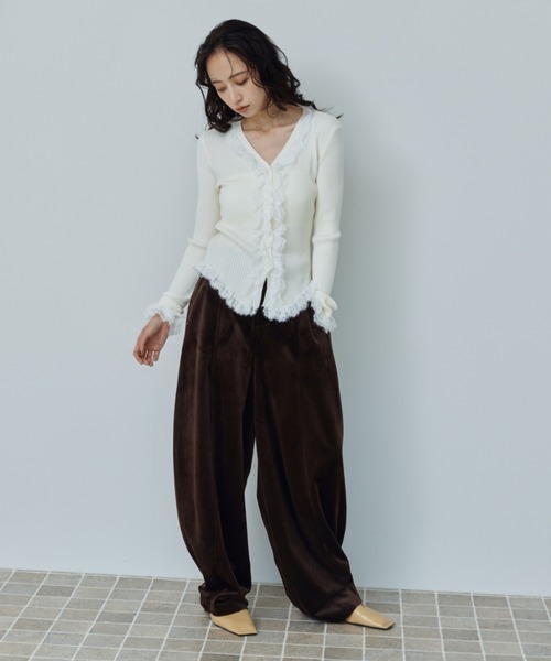 DRWCYS（ドロシーズ） カーディガン ラッフルレースリブカーデ