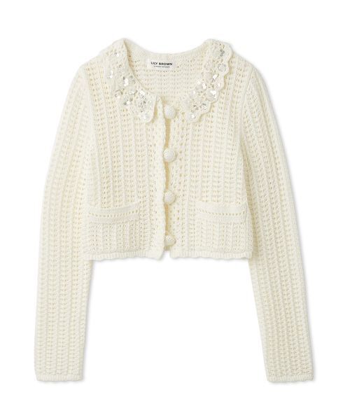 美品♡L.B CANDY STOCK♡リリーブラウン♡ビジュー♡カーディガン LILY BROWN（リリーブラウン）の「[L.B CANDY STOCK]ビジューニット