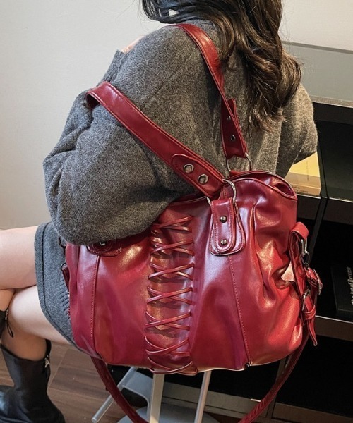 LACーVERT ショルダーバッグ バッグ レースアップフェイクレザー2WAY
