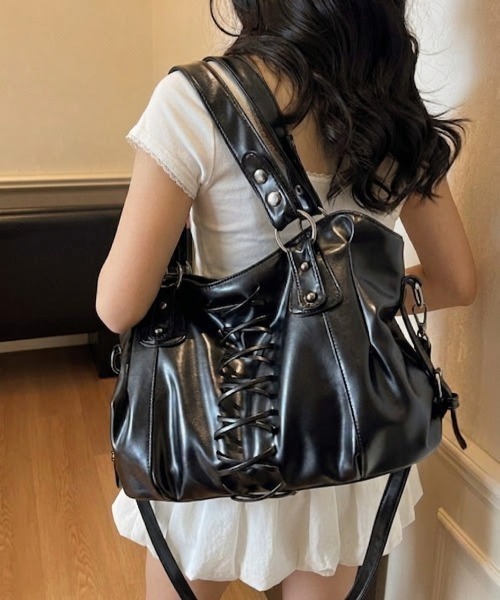 LACーVERT ショルダーバッグ バッグ レースアップフェイクレザー2WAY