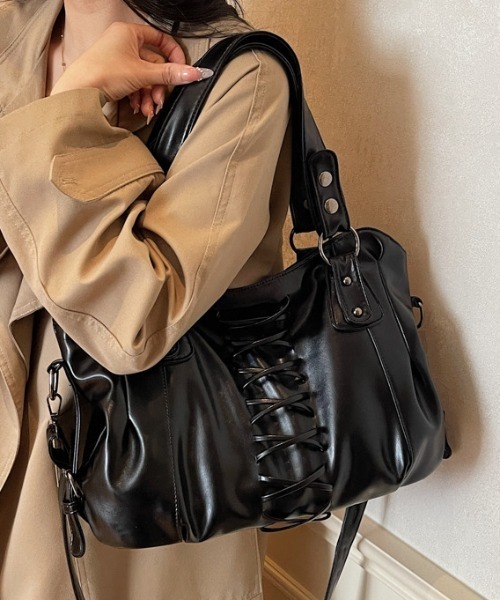 LACーVERT ショルダーバッグ バッグ レースアップフェイクレザー2WAY