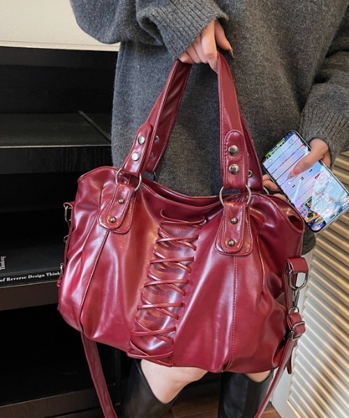 LACーVERT ショルダーバッグ バッグ レースアップフェイクレザー2WAY