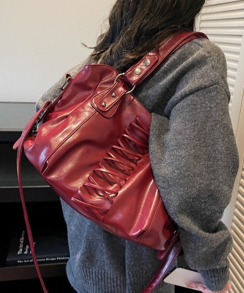 LACーVERT ショルダーバッグ バッグ レースアップフェイクレザー2WAY
