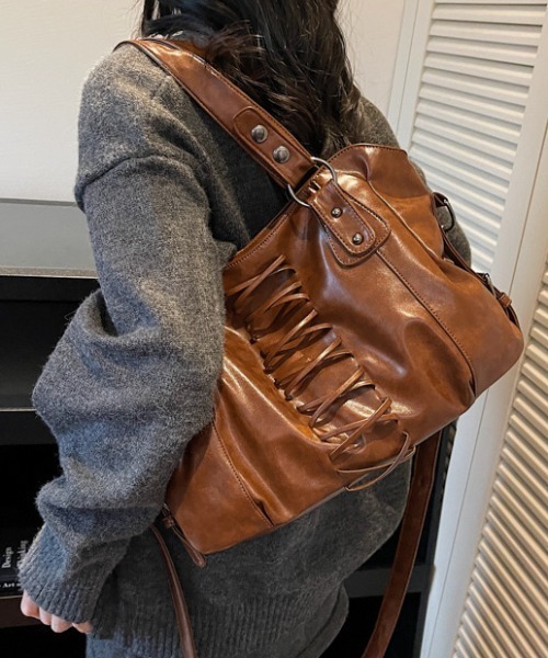 LACーVERT ショルダーバッグ バッグ レースアップフェイクレザー2WAY